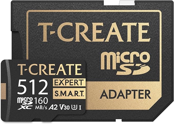 TEAMGROUP T-Create S.M.A.R.T A2 512GB Micro SDXC U3 V30 4K R/W Speed up to 160/150 MB/s High Speed Flash Memory Card for Creators, Compatible with GoPro, Insta360 TTCS512GIA2V3003