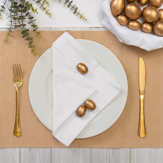 Blue Needles Solid Cloth Napkins Set of 12 White 100% Cotton Dinner Napkins 18x18 inches - Soft, Reusable, Absorbent & Washable Fall Thanksgiving Linen, Ideal for Events, Parties & Everyday Use