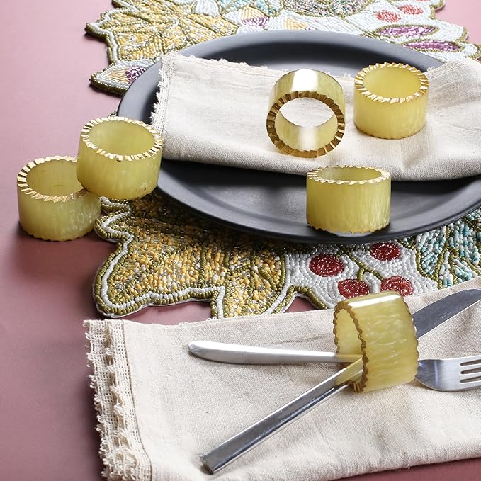 Epoxy Resin Napkin Rings Set of 12 - Handmade Dining Napkin Holder Classic, Everyday, Thanksgiving, Holiday, Christmas, Festive, Party, Gift, Farmhouse Décor (Green) - CLEENTABLE