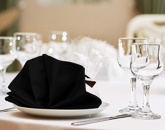 Utopia Kitchen Black Cloth Napkins [288 Pack, 18x18 Inch] Absorbent Cotton Blend Washable and Reusable for Dinner, Restaurant, Lunch, Wedding and Hotel