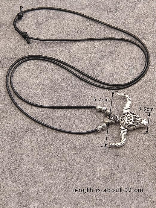 GelConnie Boho Necklaces for Women Vintage Silver Circles Long Pendant Necklace Cowgirl Sweater Necklace Adjustable Leather Choker Necklace for Women