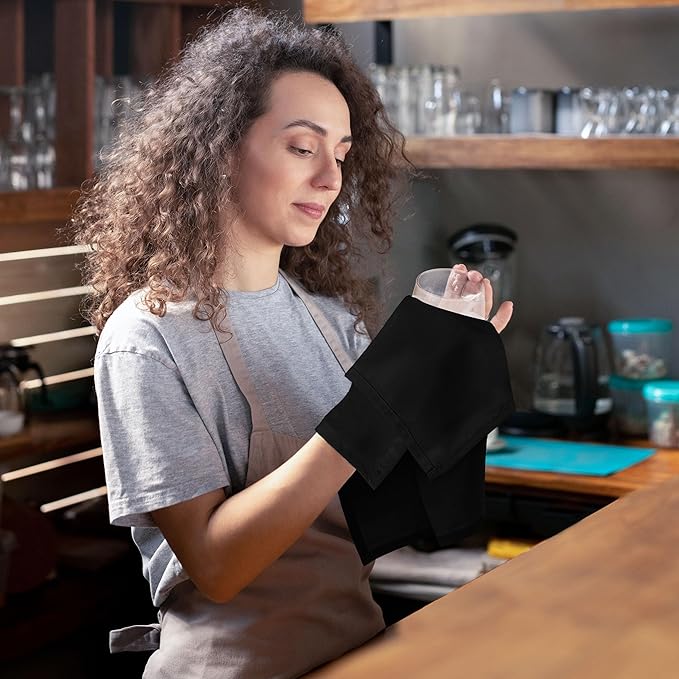 Utopia Home [24 Pack, Black] Cloth Napkins 18x18 Inches, 100% Polyester Hemmed Edges, Washable and Reusable Ideal for Parties, Weddings and Dinners