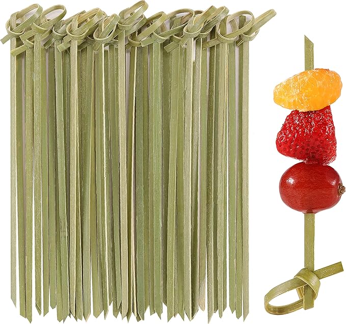 200 PCS Cocktail Picks, 4.7 Inch Toothpicks for Appetizers, Natural Bamboo Knot Skewers, Mini Food Sticks, Fancy Tooth Picks for Drinks,Fruit,Charcuterie,Cocktail Garnish Accessories, Party Supplies