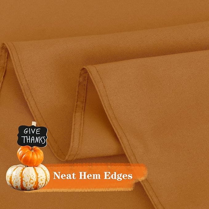 sancua 6 Pack Round Tablecloth 90 Inch Light Brown, Stain and Wrinkle Resistant Fall Table Cloth - Washable Polyester Decorative Fabric Table Cover for Dining, Thanksgiving Parties and Camping, Bronze