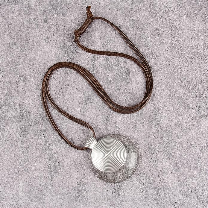 Boho Leather Necklace Women Bohemian Brown Circle Pendant Necklace Choker Long Necklaces for Women Boho Ring Large Pendant