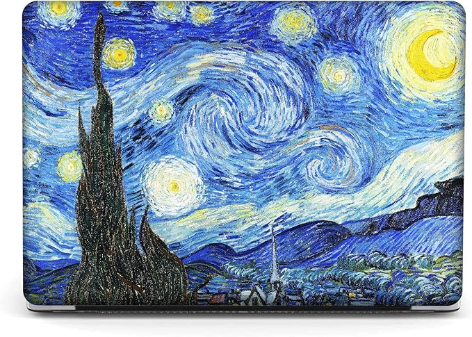 Berkin Arts Compatible with MacBook Air 13 inch Cover, 2022-2018 Release A2179/A2337 M1 with Touch ID with Keyboard Cover & Screen Protector Post-Impressionism (The Starry Night by Van Gogh)