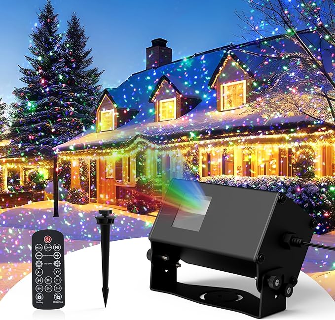 Star Laser Light Projector Outdoor, AIRIVO RGB 3 Colors 11 Lighting Effects Firefly Lights Projection Light, Christmas Laser Lights with Remote Control, Holiday Decor for Garden, Trees, Home,Landscape
