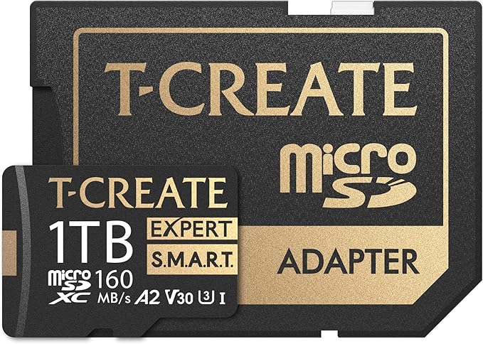 TEAMGROUP T-Create Smart A2 1TB Micro SDXC U3 V30 4K R/W Speed up to 160/150 MB/s High Speed Flash Memory Card for Creators, Compatible with GoPro, Insta360 TTCS1TIA2V3003