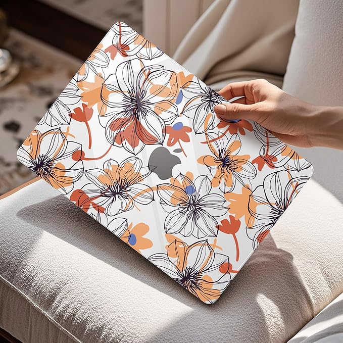 Mektron Compatible with M4 MacBook Air 15 inch Case 2025 A3241 2024 2023 M3 A3114 A2941 M2 Liquid Retina Display Touch ID, Plastic Hard Case & Keyboard Skin & Screen Protector - Floral C345