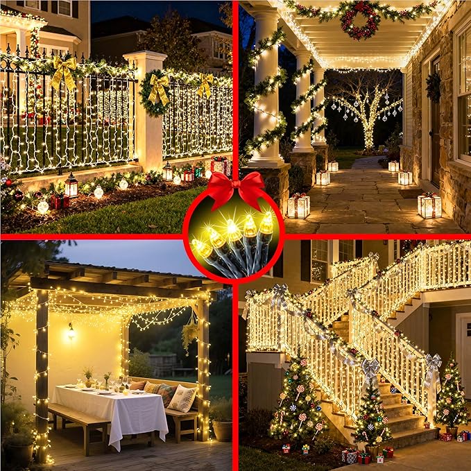 1500 LED 470FT Christmas String Lights Outdoor, 12 Modes and Timer Memory Dimmable, Plug in Waterproof Dark Green Wire Twinkle Fairy Light for for Xmas Yard Tree Wedding Party Decor (Warm White)