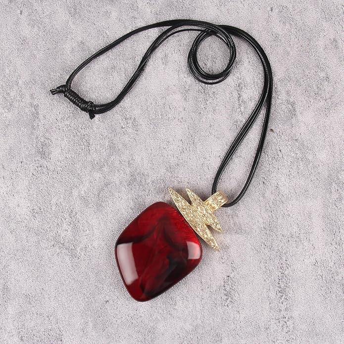 Boho Leather Necklace Women Bohemian Brown Circle Pendant Necklace Choker Long Necklaces for Women Boho Ring Large Pendant