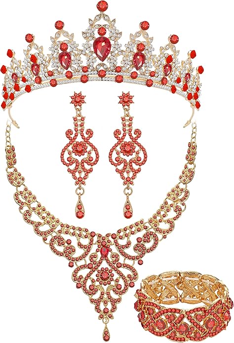 Silver Gold Plated Wedding Jewelry Sets Bridal Necklace Rhinestone Earrings Bracelets