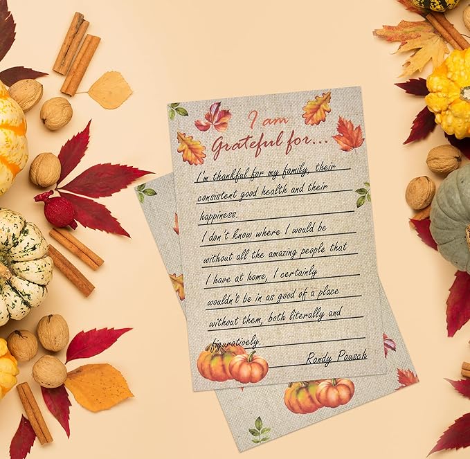 50 Pcs Thanksgiving Place Cards - Fill-in Gratitude Cards for Autumn Dinner, Fall Party, Wedding, Harvest Decor, I Am Thankful For, Fall Table Setting