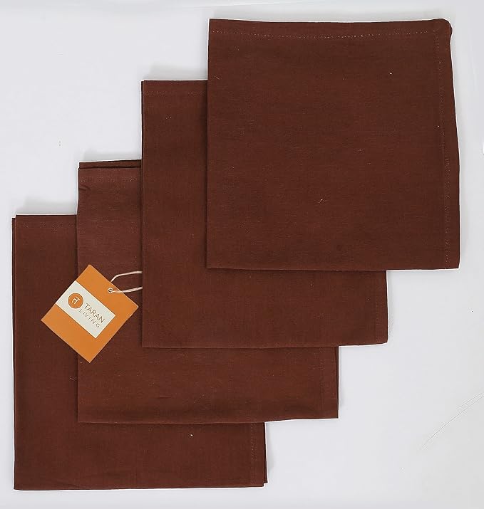 TARAN LIVING Thick Cotton Cloth Napkin Set Christmas Cloth Napkins Washable Dinner Pure Cotton Napkin Set Table Cloth Reusable Perfect and Home Decor - Brown, Set of 12, 18x18 Inch