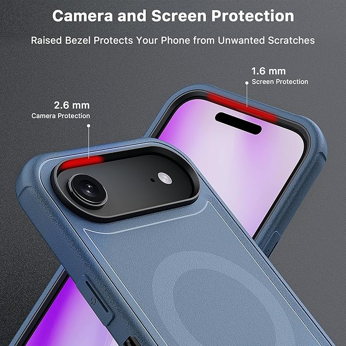 M MYBAT PRO for iPhone Air Case with Belt Clip Holster, [Compatible with Magsafe] w/Screen Protector, Anti-Drop, Shockproof, w 360°Rotating Kickstand, Heavy Duty Protection (Blue)