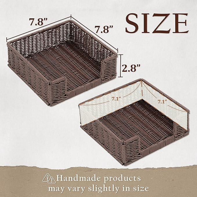 Paper Napkin Holder, Dinner Napkin Dispenser, Rustic Tissue holder, Flat Tissue Box, Resin Wicker, Dark Brown