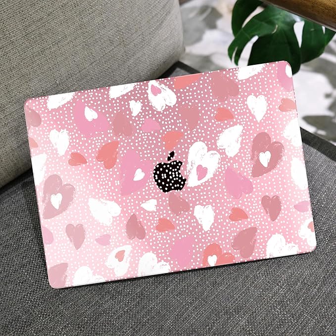 MEEgoodo Case for MacBook Pro 13 inch Case 2022 2021 2020 New A2338 M2/M1 A2251 A2289, Laptop Hard Shell with Keyboard & Camera Cover Compatible with 13 inch MacBook Pro, Pink Hearts & Dots