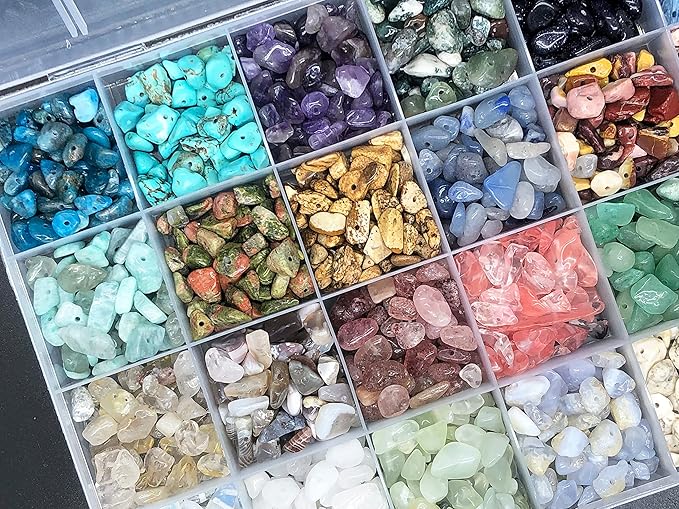 Gemstone Beads Natural Irregular Shaped Stone Chips Crystal Energy Healing Power for Jewelry Making(24 Materials-1)