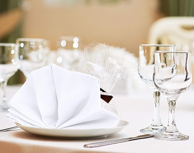 Utopia Kitchen White Cloth Napkins [12 Pack, 20x20 Inch] Absorbent Cotton Blend Washable and Reusable for Dinner, Restaurant, Lunch, Wedding and Hotel
