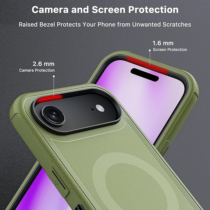 M MYBAT PRO for iPhone Air Case with Belt Clip Holster,[Compatible with Magsafe] w/Screen Protector,Anti-Drop,Shockproof,w 360°Rotating Kickstand,Heavy Duty Protection (Army Green)