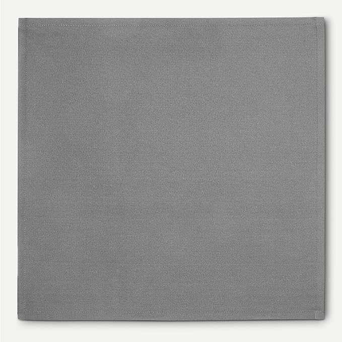 Amazon Basics Reusable Stain and Wrinkle Resistant Cloth Napkins, 12 Pack, 17 x 17 inches, Grey