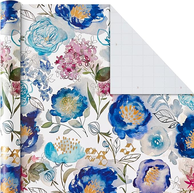 Hallmark Birthday Wrapping Paper Rolls for Graduation, Wedding, Baby Shower, Bridal Shower - Floral, White and Gold & Polka Dot Gift Wrap Paper (Set of 6 Assorted Rolls: 180 sq. ft. ttl.)