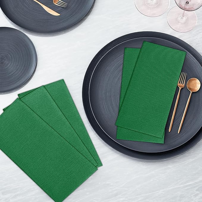 Ruvanti Cloth Napkins Set of 6, 18x18 Inches Napkins Cloth Washable, Soft, Durable, Absorbent, Cotton Blend. Table Dinner Napkins Cloth for Hotel, Lunch, Restaurant, Wedding Parties - Dark Green