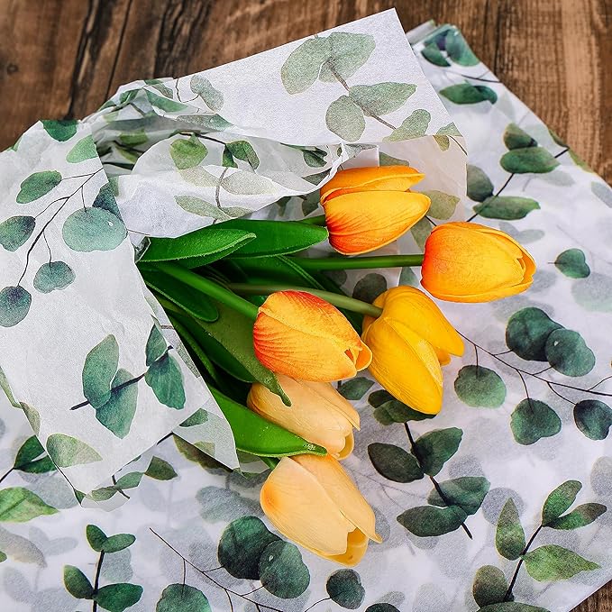100 Sheets Eucalyptus Gift Wrapping Tissue Paper Recyclable Greenery Botanical Packaging Bag for Wedding Birthday Showers Art Craft Party Favor Decoration