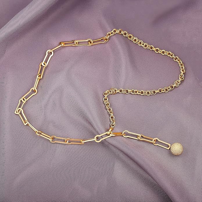 Aobei Pearl 18K Gold Plated Moon Star Lion Evil Eye Love Heart Cross Pendant Necklace Medallion Paperclip Chian Choker Layering Jewery for Women